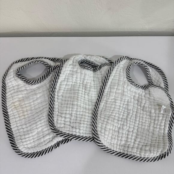 Modern Baby White & Black Muslin Baby Bibs Bundle of 3 - Picture 2 of 4